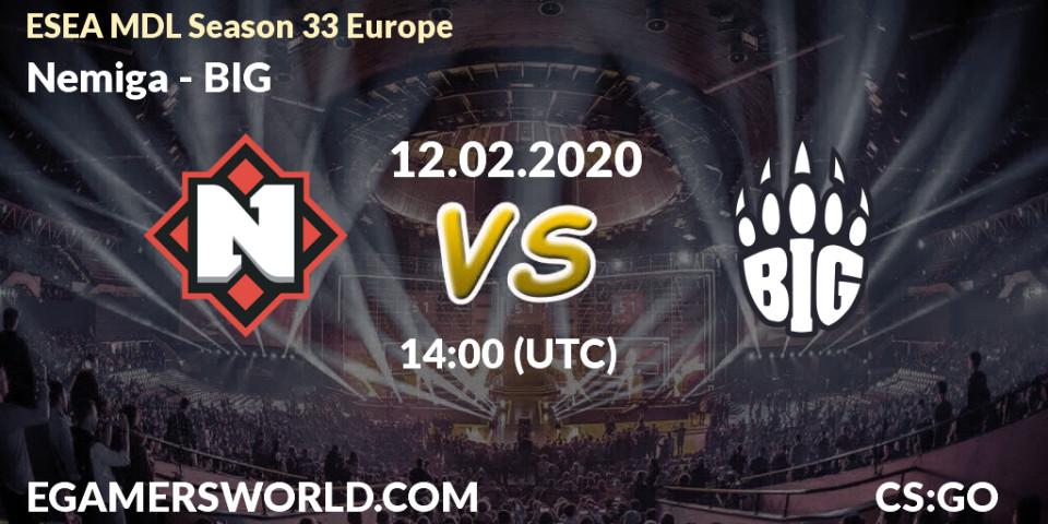 Prognose für das Spiel Nemiga VS BIG. 12.02.20. CS2 (CS:GO) - ESEA MDL Season 33 Europe