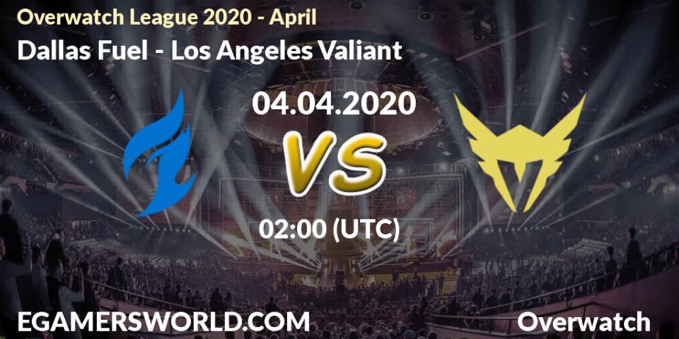 Prognose für das Spiel Dallas Fuel VS Los Angeles Valiant. 06.04.20. Overwatch - Overwatch League 2020 - April