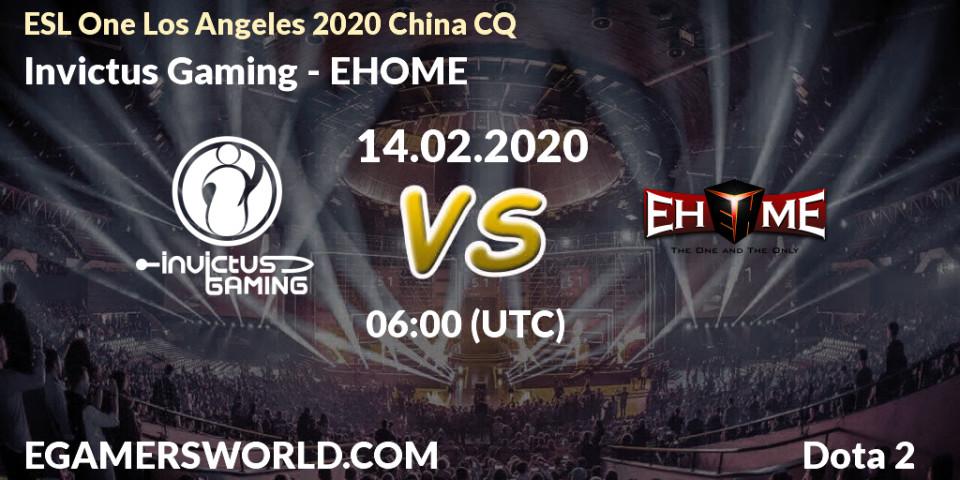 Prognose für das Spiel Invictus Gaming VS EHOME. 15.02.20. Dota 2 - ESL One Los Angeles 2020 China CQ