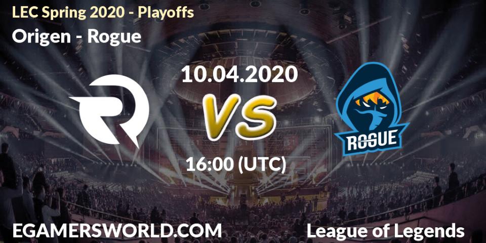 Prognose für das Spiel Origen VS Rogue. 10.04.20. LoL - LEC Spring 2020 - Playoffs