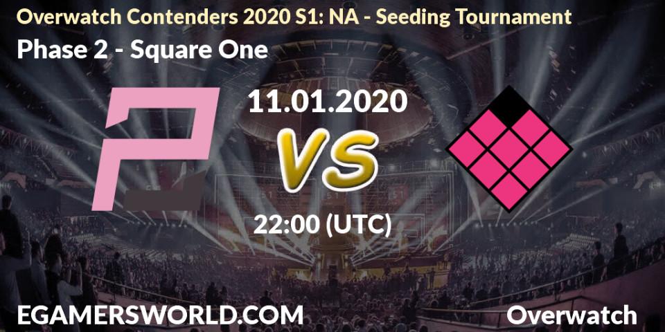 Prognose für das Spiel Phase 2 VS Square One. 11.01.20. Overwatch - Overwatch Contenders 2020 S1: NA - Seeding Tournament