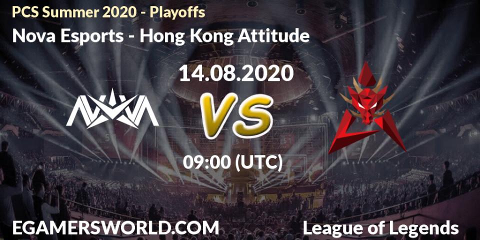 Prognose für das Spiel Nova Esports VS Hong Kong Attitude. 14.08.2020 at 09:00. LoL - PCS Summer 2020 - Playoffs