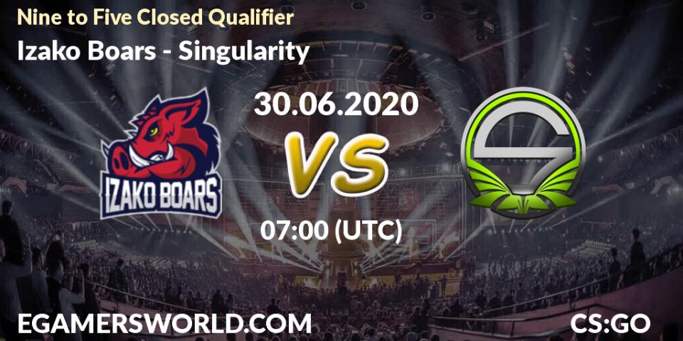 Prognose für das Spiel Izako Boars VS Singularity. 30.06.20. CS2 (CS:GO) - Nine to Five Closed Qualifier