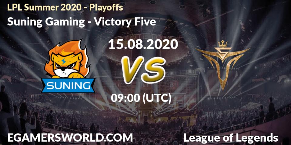 Prognose für das Spiel Suning Gaming VS Victory Five. 15.08.20. LoL - LPL Summer 2020 - Playoffs