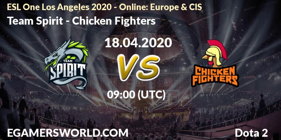 Prognose für das Spiel Team Spirit VS Chicken Fighters. 18.04.20. Dota 2 - ESL One Los Angeles 2020 - Online: Europe & CIS