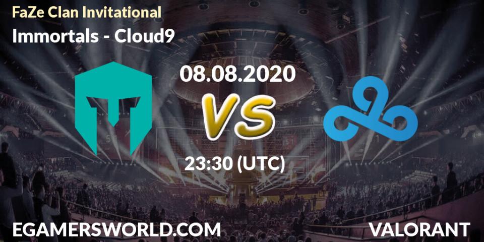 Prognose für das Spiel Immortals VS Cloud9. 08.08.2020 at 23:30. VALORANT - FaZe Clan Invitational