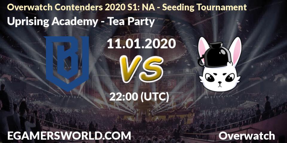 Prognose für das Spiel Uprising Academy VS Tea Party. 11.01.20. Overwatch - Overwatch Contenders 2020 S1: NA - Seeding Tournament