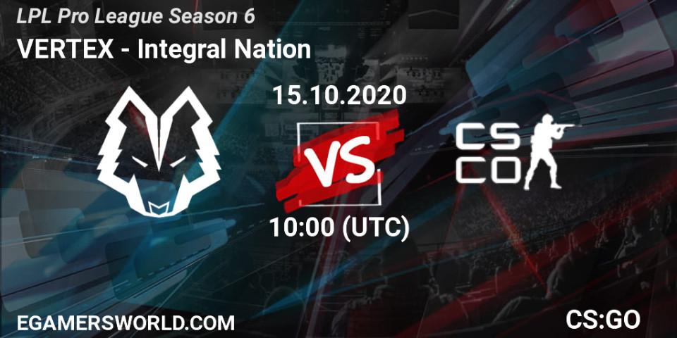 Prognose für das Spiel VERTEX VS Integral Nation. 15.10.2020 at 10:15. Counter-Strike (CS2) - LPL Pro League Season 6