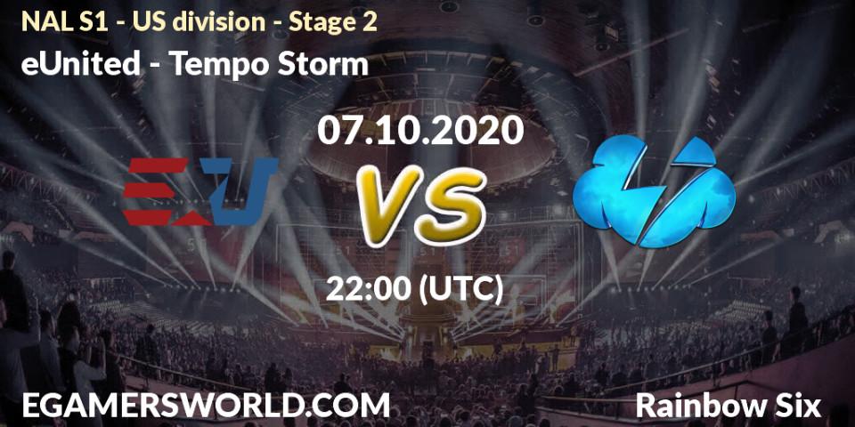 Prognose für das Spiel eUnited VS Tempo Storm. 08.10.20. Rainbow Six - NAL S1 - US division - Stage 2