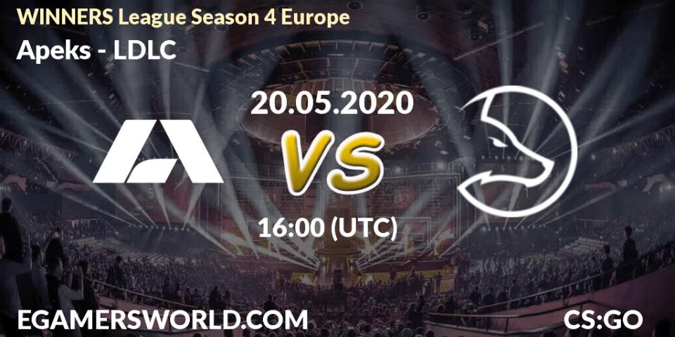 Prognose für das Spiel Apeks VS LDLC. 21.05.2020 at 16:10. Counter-Strike (CS2) - WINNERS League Season 4 Europe