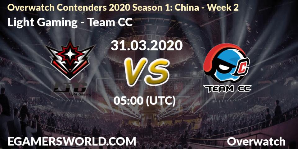 Prognose für das Spiel Light Gaming VS Team CC. 31.03.20. Overwatch - Overwatch Contenders 2020 Season 1: China - Week 2