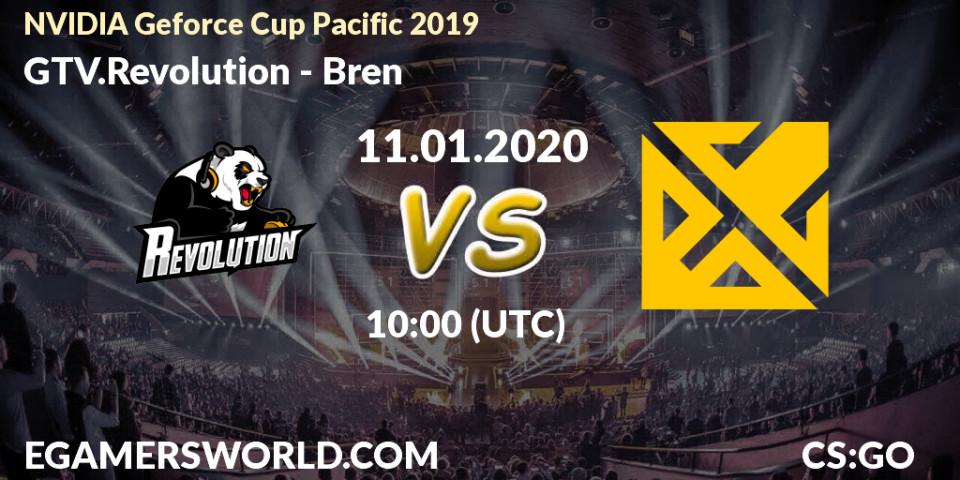 Prognose für das Spiel GTV.Revolution VS Bren. 11.01.2020 at 10:00. Counter-Strike (CS2) - NVIDIA Geforce Cup Pacific 2019