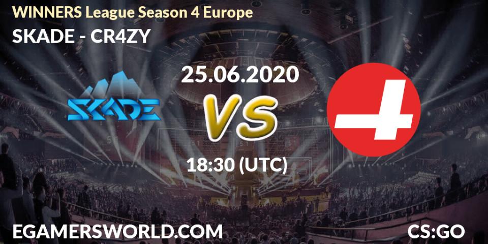 Prognose für das Spiel SKADE VS CR4ZY. 25.06.2020 at 19:00. Counter-Strike (CS2) - WINNERS League Season 4 Europe