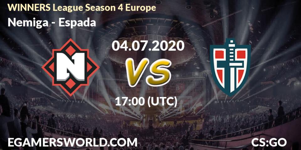 Prognose für das Spiel Nemiga VS Espada. 04.07.20. CS2 (CS:GO) - WINNERS League Season 4 Europe