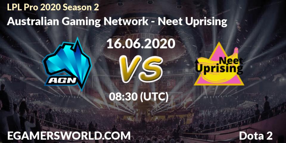 Prognose für das Spiel Australian Gaming Network VS Neet Uprising. 16.06.20. Dota 2 - LPL Pro 2020 Season 2
