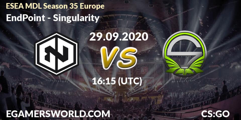 Prognose für das Spiel EndPoint VS Singularity. 29.09.20. CS2 (CS:GO) - ESEA MDL Season 35 Europe