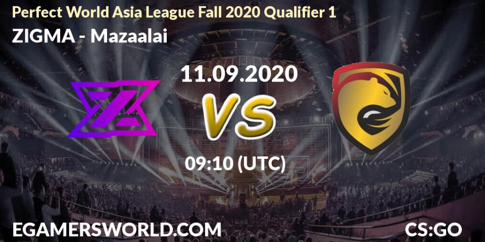 Prognose für das Spiel ZIGMA VS Mazaalai. 11.09.20. CS2 (CS:GO) - Perfect World Asia League Fall 2020 Qualifier 1