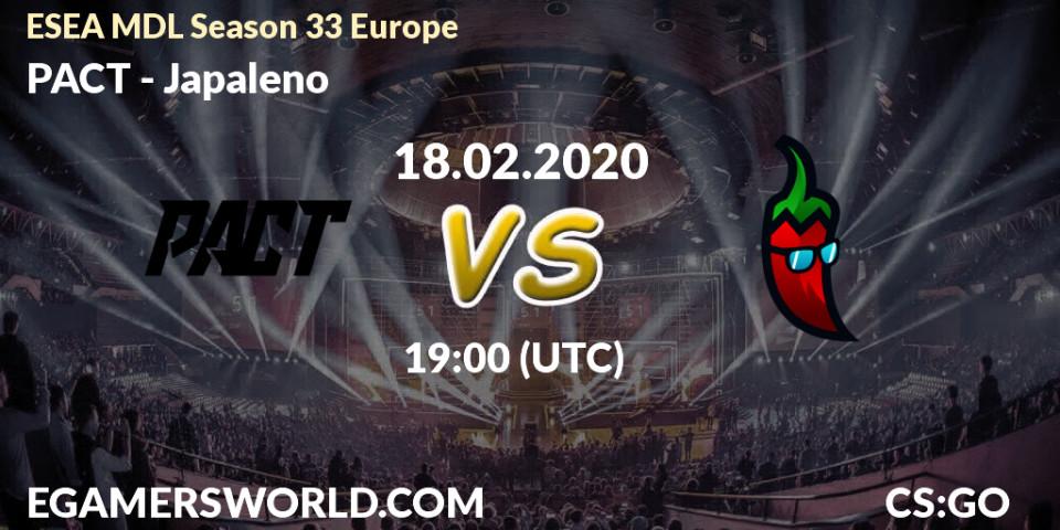 Prognose für das Spiel PACT VS Japaleno. 04.03.2020 at 17:05. Counter-Strike (CS2) - ESEA MDL Season 33 Europe