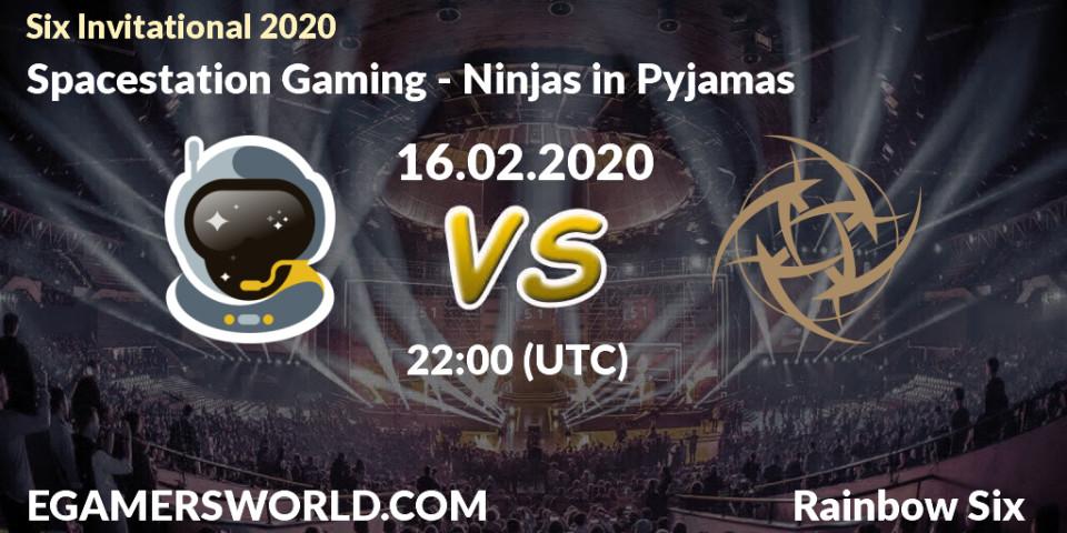 Prognose für das Spiel Spacestation Gaming VS Ninjas in Pyjamas. 16.02.20. Rainbow Six - Six Invitational 2020