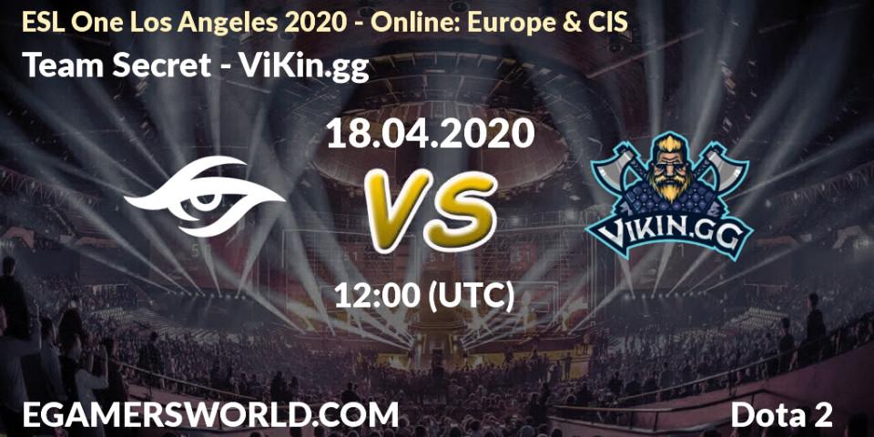 Prognose für das Spiel Team Secret VS ViKin.gg. 18.04.2020 at 12:00. Dota 2 - ESL One Los Angeles 2020 - Online: Europe & CIS