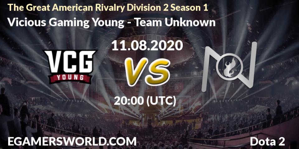 Prognose für das Spiel Vicious Gaming Young VS Team Unknown. 11.08.2020 at 20:15. Dota 2 - The Great American Rivalry Division 2 Season 1
