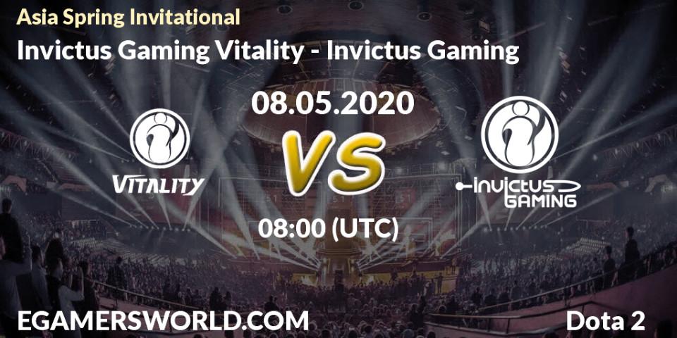 Prognose für das Spiel Invictus Gaming Vitality VS Invictus Gaming. 08.05.20. Dota 2 - Asia Spring Invitational