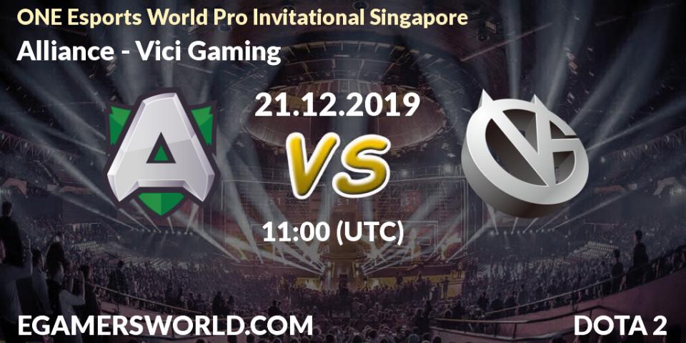 Prognose für das Spiel Alliance VS Vici Gaming. 21.12.19. Dota 2 - ONE Esports World Pro Invitational Singapore