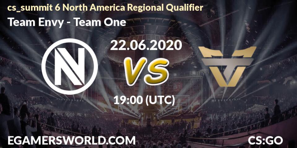 Prognose für das Spiel Team Envy VS Team One. 22.06.20. CS2 (CS:GO) - cs_summit 6 North America Regional Qualifier
