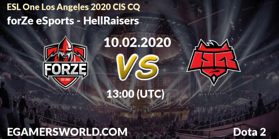 Prognose für das Spiel forZe eSports VS HellRaisers. 10.02.2020 at 13:13. Dota 2 - ESL One Los Angeles 2020 CIS CQ