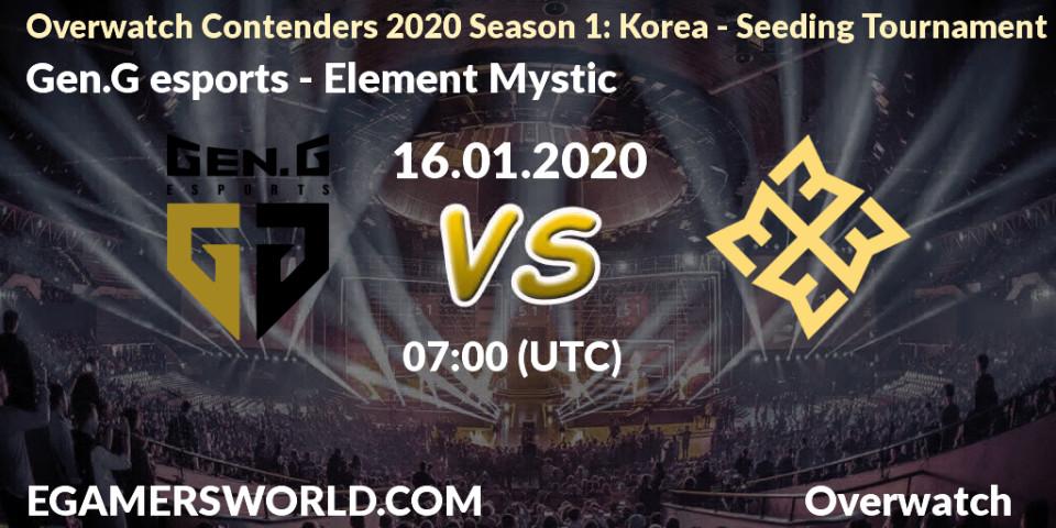 Prognose für das Spiel Gen.G esports VS Element Mystic. 16.01.20. Overwatch - Overwatch Contenders 2020 Season 1: Korea - Seeding Tournament