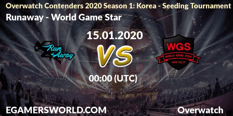 Prognose für das Spiel Runaway VS World Game Star. 15.01.20. Overwatch - Overwatch Contenders 2020 Season 1: Korea - Seeding Tournament