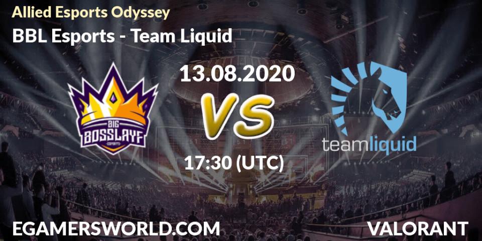 Prognose für das Spiel BBL Esports VS Team Liquid. 13.08.20. VALORANT - Allied Esports Odyssey
