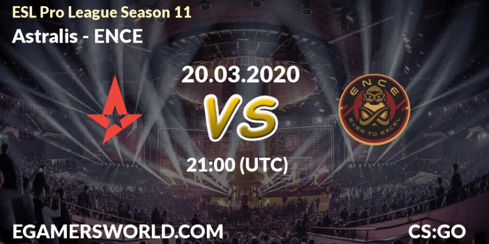 Prognose für das Spiel Astralis VS ENCE. 20.03.2020 at 21:00. Counter-Strike (CS2) - ESL Pro League Season 11: Europe