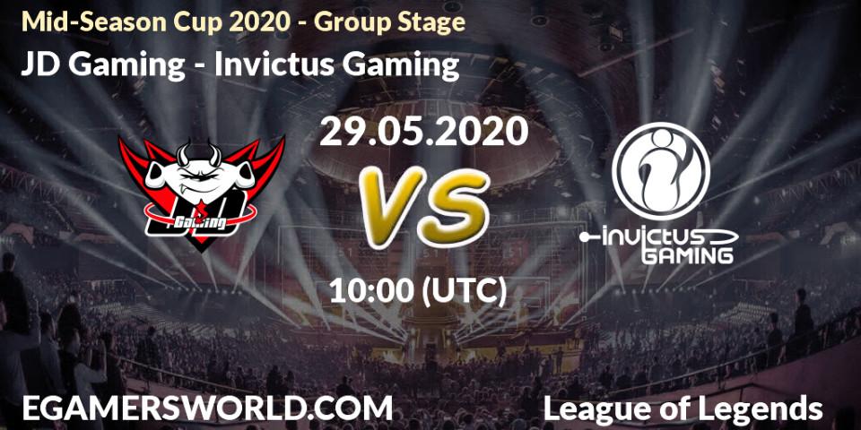 Prognose für das Spiel JD Gaming VS Invictus Gaming. 29.05.2020 at 10:00. LoL - Mid-Season Cup 2020 - Group Stage