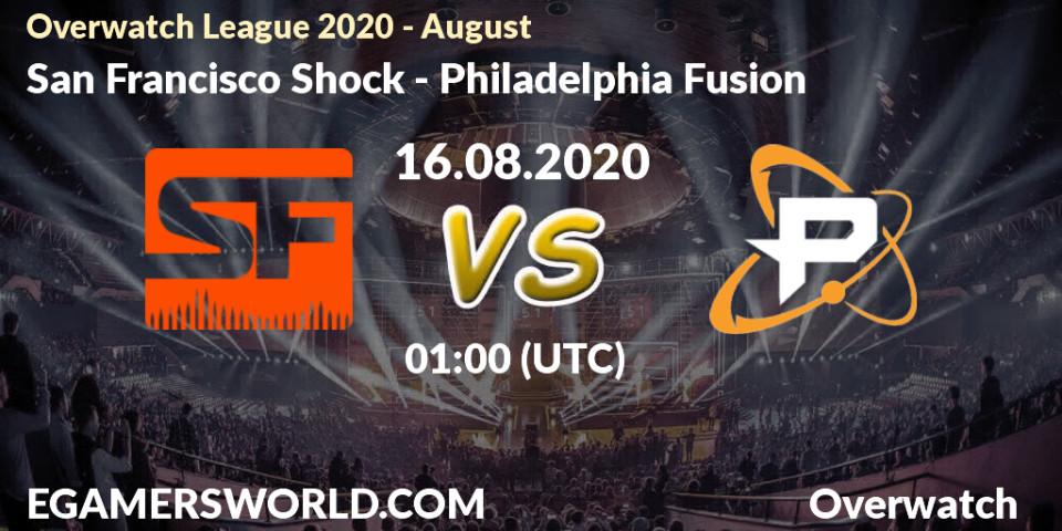 Prognose für das Spiel San Francisco Shock VS Philadelphia Fusion. 16.08.2020 at 01:00. Overwatch - Overwatch League 2020 - August