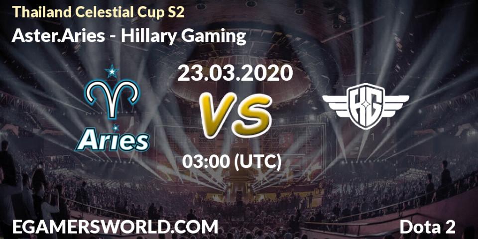 Prognose für das Spiel Aster.Aries VS Hillary Gaming. 23.03.2020 at 04:22. Dota 2 - Thailand Celestial Cup S2