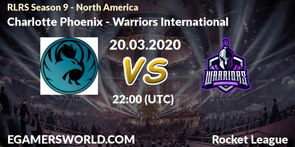 Prognose für das Spiel Charlotte Phoenix VS Warriors International. 20.03.20. Rocket League - RLRS Season 9 - North America