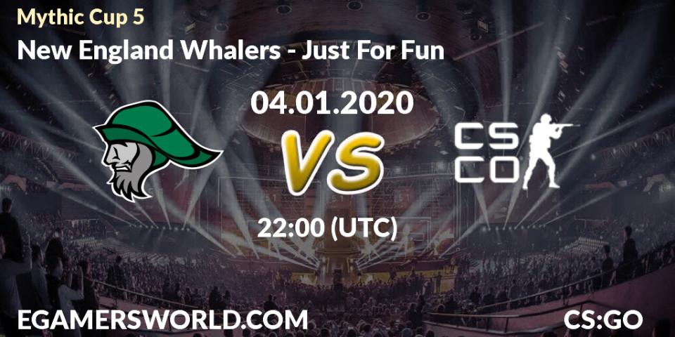 Prognose für das Spiel New England Whalers VS Just For Fun. 04.01.2020 at 22:15. Counter-Strike (CS2) - Mythic Cup 5