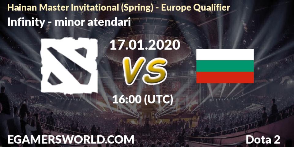 Prognose für das Spiel Infinity VS minor atendari. 17.01.20. Dota 2 - Hainan Master Invitational (Spring) - Europe Qualifier