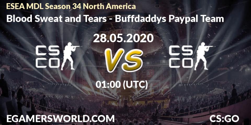 Prognose für das Spiel Blood Sweat and Tears VS Buffdaddys Paypal Team. 28.05.20. CS2 (CS:GO) - ESEA MDL Season 34 North America