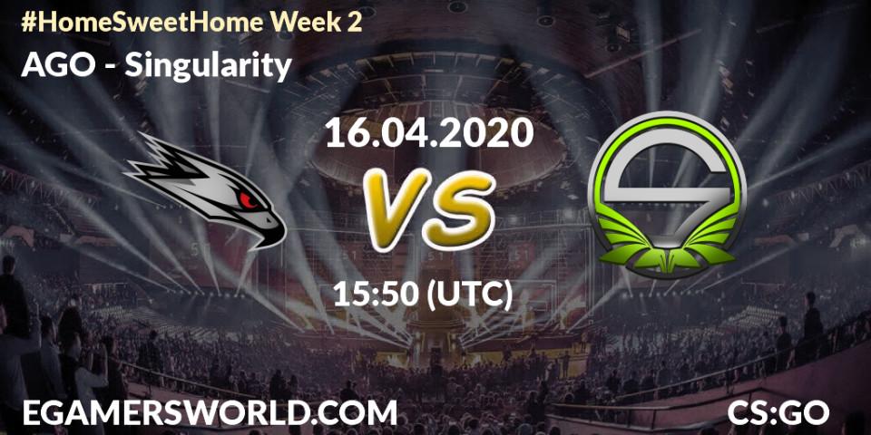 Prognose für das Spiel AGO VS Singularity. 16.04.2020 at 16:05. Counter-Strike (CS2) - #Home Sweet Home Week 2