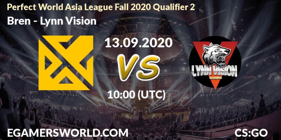 Prognose für das Spiel Bren VS Lynn Vision. 13.09.2020 at 10:00. Counter-Strike (CS2) - Perfect World Asia League Fall 2020 Qualifier 2