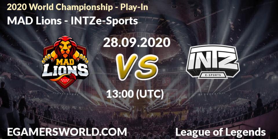 Prognose für das Spiel MAD Lions VS INTZ e-Sports. 28.09.2020 at 12:05. LoL - 2020 World Championship - Play-In