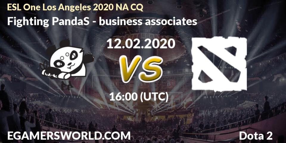 Prognose für das Spiel Fighting PandaS VS business associates. 12.02.20. Dota 2 - ESL One Los Angeles 2020 NA CQ