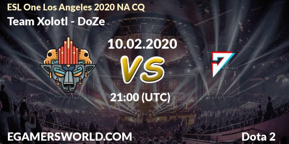 Prognose für das Spiel Team Xolotl VS DoZe. 10.02.20. Dota 2 - ESL One Los Angeles 2020 NA CQ