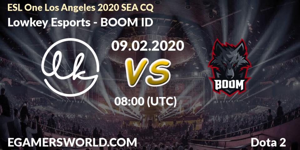 Prognose für das Spiel Lowkey Esports VS BOOM ID. 09.02.20. Dota 2 - ESL One Los Angeles 2020 SEA CQ