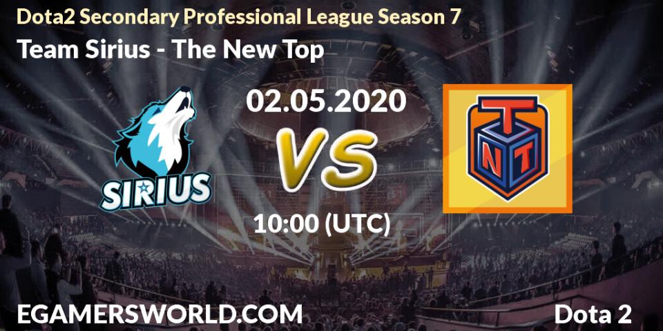 Prognose für das Spiel Team Sirius VS The New Top. 02.05.20. Dota 2 - Dota2 Secondary Professional League 2020