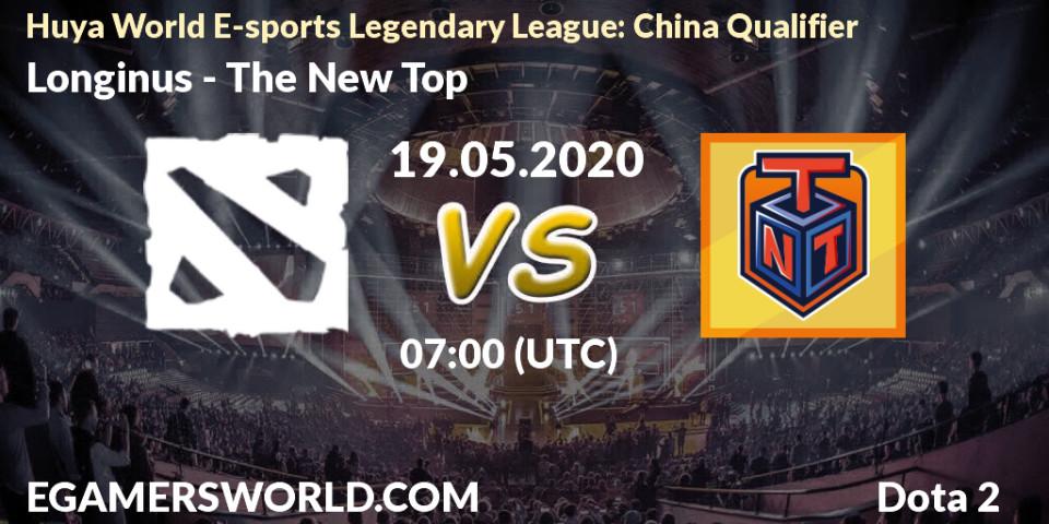 Prognose für das Spiel Longinus VS The New Top. 19.05.20. Dota 2 - Huya World E-sports Legendary League: China Qualifier