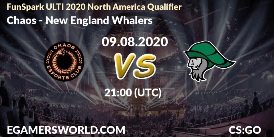 Prognose für das Spiel Chaos VS New England Whalers. 09.08.2020 at 20:55. Counter-Strike (CS2) - FunSpark ULTI 2020 North America Qualifier