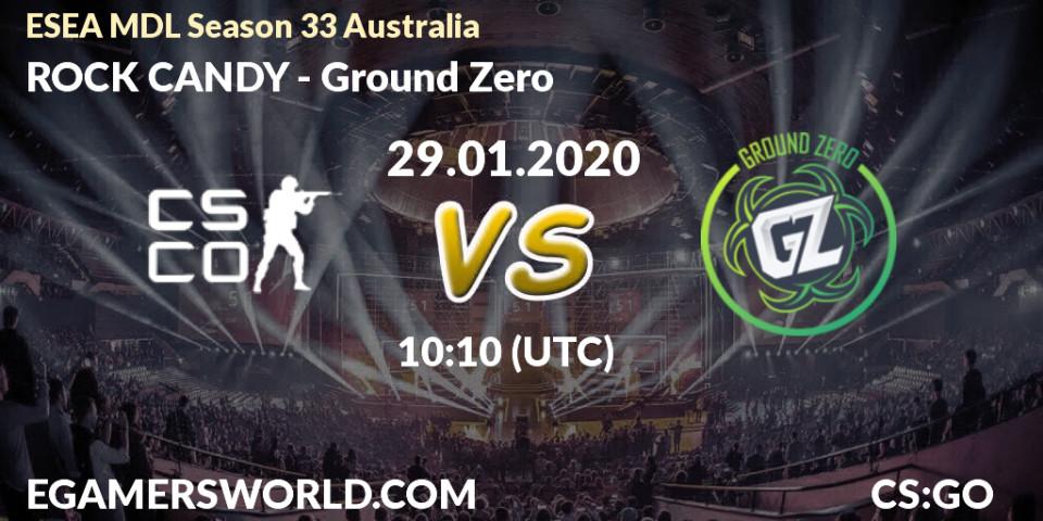 Prognose für das Spiel ROCK CANDY VS Ground Zero. 29.01.20. CS2 (CS:GO) - ESEA MDL Season 33 Australia
